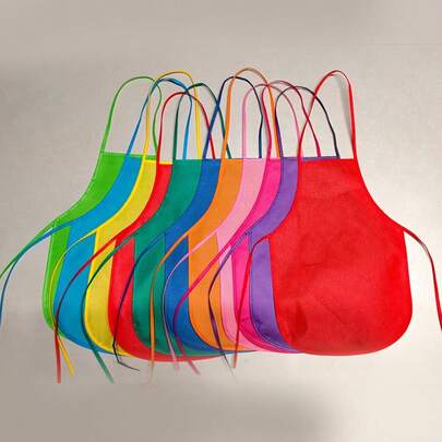 1pc Vibrant Painting Apron Set - Non-Woven Polyester Painting Apron Suitable For Teens And Artists, Colorful Woven Smock Apron For Classroom, Kitchen, Community Events, Parties, Crafts And Art Painting Activities, Disposable Apron Design Randomly Provided