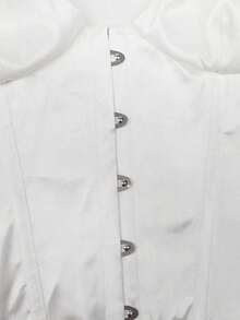 Satin Bustier Crop Top, Front Hook & Rear Tie-Up Backless Design, With Underwire For Waist Shaping, Suitable For Women To Wear At Music Festivals Summer - White - View 7