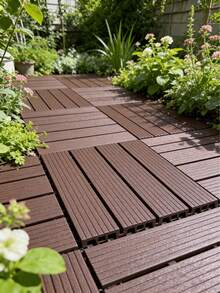 1/2/4pcs Garden Flooring, 30cm*30cm, Interlocking Stripe Pattern Tiles, Suitable For Decorating Pool, Balcony, Garden, Corridor, Water-Permeable - Vertical Stripes - View 8