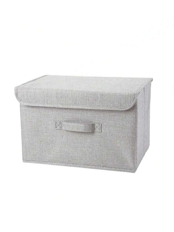 1 pieza Caja de almacenamiento plegable de lino lavable, cesta de almacenamiento plegable con tapa, organizador de juguetes, cesto de ropa (El tamaño real es de 37x24x24cm para el gris de la parte inferior izquierda de la imagen 8, y de 26x19x16cm para el gris del medio derecho de la imagen 8. Debido a diferencias en los lotes de producción, la iluminación, el ángulo y los problemas de visualización, el producto real puede tener ligeras diferencias de color con respecto a las fotos, pero no afectará el uso normal.)