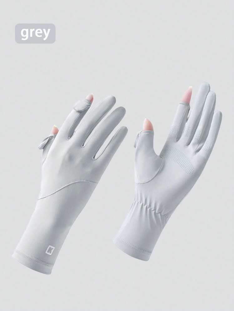 1 đôi găng tay mùa hè bằng lụa mỏng nhẹ, thoáng khí dành cho nữ, chống nắng, tương thích với màn hình cảm ứng, chống tia UV, thích hợp cho đạp xe, lái xe và các hoạt động ngoài trời. - A - Xem 10