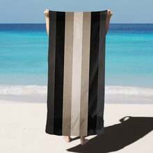 1pc Extra Large & Extra Soft Microfiber Beach Towel - Lightweight, Highly Absorbent, Non-Stick Sand Design, Vertical Striped Pattern, Suitable For Travel, Picnic, Beach, Camping, Modern Bathroom, Spa, Swimming And Outdoor Adventure - 3 - View 2