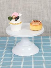 1pc White Cake Stand, Birthday Party Dessert Rack, Event Wedding Cake Dessert Metal Tray, Cupcake Display Platter And Stand - White - View 2
