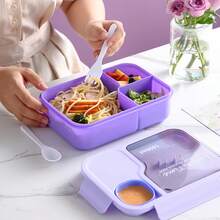 1pc Microwave- Bento Box With Utensils, Fruit Lunch Box, Student/Office/Outdoor Meal Box With 3 Compartments - Multicolor - View 5