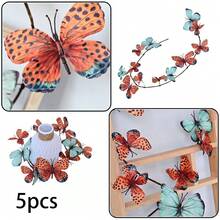 5 cành cây khô nhân tạo có hình bướm, dùng trang trí cửa sổ và sân vườn, hình bướm 3D sống động như thật. - Nhiều màu - Xem 42