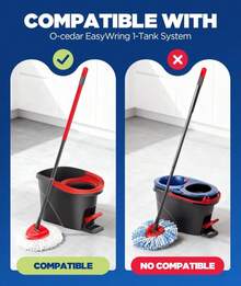 4-In-1 Mop Heads Replacements For O Cedar EasyWring 1 Tank System, Includes 1 Base | 1 Scrub Brush Head | 2 Spin Mop Heads, Full Set Mop Replace Heads For Cleaning Home, Bathroom &Amp; Kitchen - ColorA - 查看 2