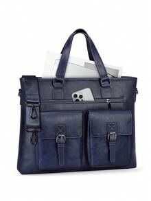 Serviette pour hommes de 15,6 pouces, sac pour ordinateur portable en PU, grande capacité, imperméable, convient pour le travail, les affaires et les voyages - Multicolore - Voir 3