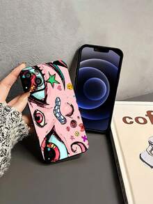 Arte de ojos de anime rosa y azul estilo grungefunda de teléfono Fundas compatibles con ,Apple,VIVO,OPPO,,, y Honor.Fabricadas en silicona TPU,ofrecen protección contra golpes y caídas. - Negro - Ver 4