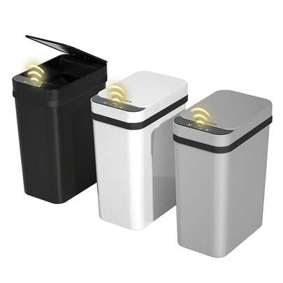Paquete de 3 botes de basura para baño de 10 litros, pequeños botes de basura automáticos sin contacto con sensor de movimiento, delgados, impermeables, con tapa para cocina, oficina