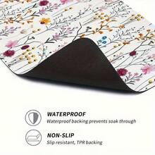 1pc Simple Fresh Floral Pattern Washing Machine Dust Cover, Countertop Absorbent Mat, Refrigerator Pad, Microwave Oven Cover, Soft Diatomite Draining Mat, Anti-Slip Super Absorbent Dish Drying Mat, 19.7*23.6 Inch Modern Washer And Dryer Top Cover, Suitable For Laundry Room, Kitchen, School, Office, Home, Travel, Bags, Storage Organization And More - Multicolor - View 5