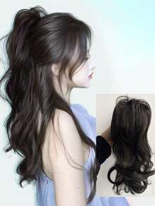 欧美风长卷假发，大波浪夹式短马尾，蓬松自然的人造马尾接发，女士夏季发饰沙滩爪夹度假发夹优雅发爪 - 彩色 - 查看 14