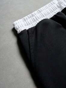 男士休闲宽松直筒运动裤，春秋季 - 黑色 - 查看 8