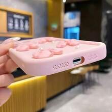 Ốp điện thoại 3D màu hồng đính nơ và ngọc trai xinh xắn, kèm dây đeo cổ tay, chống rơi vỡ, kiểu dáng nữ tính. - Hồng - Xem 8