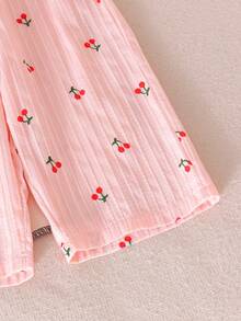 2pcs Baby Girls Cute Fresh Suspender Top + Pants Set, Spring/Summer - Pink - View 6