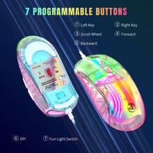 X400 Wired Transparent Gaming Mouse, 7 Programmable Macro Keys - View 5