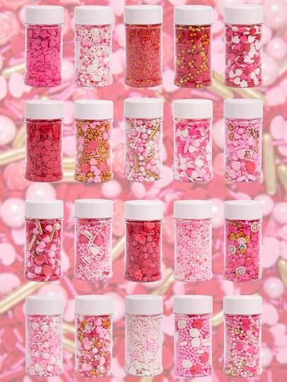 Bột đường hình trái tim 75g/2.6oz, hỗn hợp các kích cỡ đường ngọc trai trắng và hồng, dùng để trang trí bánh kẹo, bánh cupcake, bánh quy, bánh donut, kem, các món tráng miệng, đồ dùng trang trí tiệc cưới, sinh nhật. Chỉ dùng để trang trí, không ăn được.