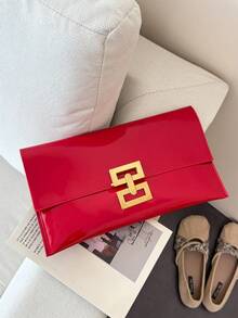 Casual Clutch Bag, New Design Niche Fashion Minimalist Envelope Bag For Women - Red - View 6