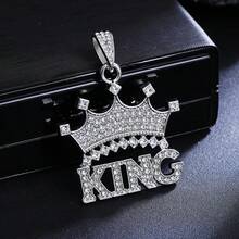 男士复古链项链，配水钻人像吊坠，适合派对、晚宴、日常佩戴及作为礼物 - 彩色 - 查看 7