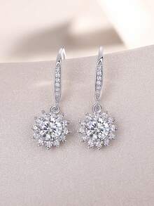 Bông tai Moissanite bạc 925, bông tai đinh tán không gây dị ứng, thiết kế sang trọng độc đáo, chống oxy hóa, đa năng, quà tặng Ngày Valentine, Ngày của Mẹ, đám cưới, lễ đính hôn, sinh nhật, hộp quà kèm chứng nhận. - Bạc - Xem 7