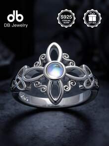 1 chiếc nhẫn nút thắt phù thủy bằng bạc Sterling S925, trang sức dành cho nữ, thích hợp để trang trí hàng ngày, trang trí lễ Phục sinh, trang trí lễ hội âm nhạc, quà tặng lễ Phục sinh, quà tặng Giáng sinh, quà tặng đám cưới, đi kèm hộp quà - Nút thắt phù thủy đá mặt trăng - Xem 7