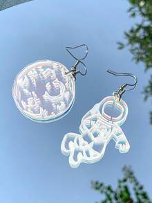 1 Đôi bông tai hình phi hành gia Cyberpunk mặt trăng, mặt dây chuyền acrylic óng ánh ba chiều, trang sức cá tính theo phong cách Y2K dành cho nữ - Nhiều màu - Xem 6