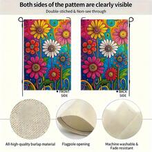 2D Flat - 2D Flat - 1pc A Lively Floral Garden Flag - A Double-Sided Burlap Yard Ornament, Measuring 12X18 Inches, Featuring A Colorful Daisies Design Suitable For Outdoor Seasonal Decor In Spring And Summer. Made From Durable Polyester - 1 lá cờ - Xem 4