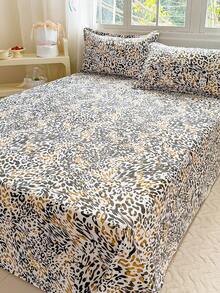 Set Sprei Motif Bunga 3 Buah (Termasuk Sarung Bantal, Tidak Termasuk Isi Bantal) Sprei & Selimut Bermotif Kain Poliester, Dapat Dicuci, Lembut & Tahan Lama, Cocok Untuk Kamar Tidur Atau Kamar Tamu, Perlengkapan Tempat Tidur Rumah Minimalis Modern - Kekuatan harimau - View 3