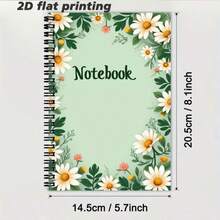 A5尺寸清新花卉图案螺旋装订笔记本，简约而不失优雅，柔和的绿色封面点缀着盛开的雏菊和缤纷的花朵，散发着浓郁的文学气息。无论是记录每日灵感、撰写笔记还是规划日程，这款笔记本都是理想之选，为您的书写时光增添一抹自然之美。 - B - 查看 2