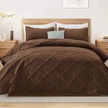 King Quilt Set- Brown Quilts Bedding Set with 2 Pillow Shams Modern King Bedspread with Striped Pattern Soft Lightweight Bedspreads Coverlets for All Seasons - Marrón - Ver 1