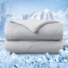 Cooling Comforter Queen Size Double-Sided Cold Tech Fabric Quilted Bed Comforters Cooling Blanket for Hot Sleepers Breathable Lightweight Summer Bedding All-Season Ice Blanket Light Gray - Gris claro - Ver 1