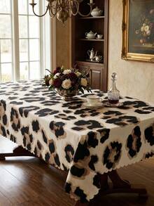 1pc Fashionable Leopard Print Tablecloth, Durable Polyester Table Cover With Ruffle Edges, Stain-Resistant Waterproof Washable Wrinkle-Free Table Protector, Suitable For Thanksgiving, Christmas, New Year Party, Weekend Brunch, Home Decor, Essential Dining Table, Kitchen, Wedding Decoration - Multicolor - View 8