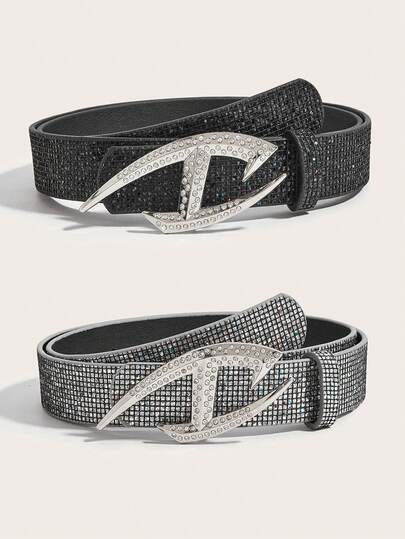 Thắt lưng đính đá Y2K với khóa pha lê lấp lánh | Thắt lưng da PU lấp lánh, phụ kiện thời trang đường phố Glam Punk cho nữ, phù hợp với quần jeans, váy và trang phục dự tiệc.