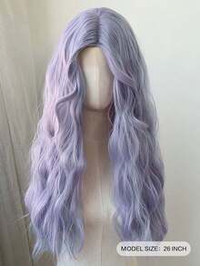 Kids Purple Long Roll Synthetic U-Part Lace Wig Mid-Split Bangs Large Wave Curly Hair Long Wig - Multicolor - View 3