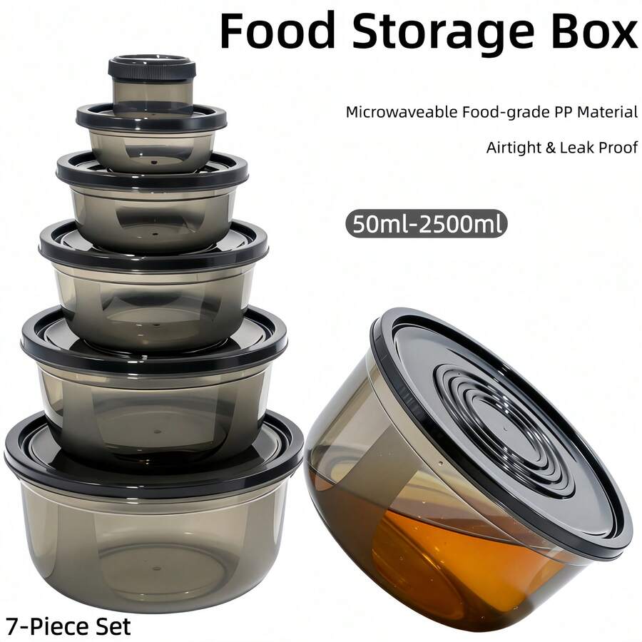 Set Wadah Penyimpanan Makanan Moradi Tone 14 Buah (7 Wadah + 7 Tutup) | Bahan PP | Segel Anti Bocor | Dapat Ditumpuk & Disusun | Berbagai Ukuran 50ml-2500ml | Penyimpanan Dapur - MultiWarna - View 1