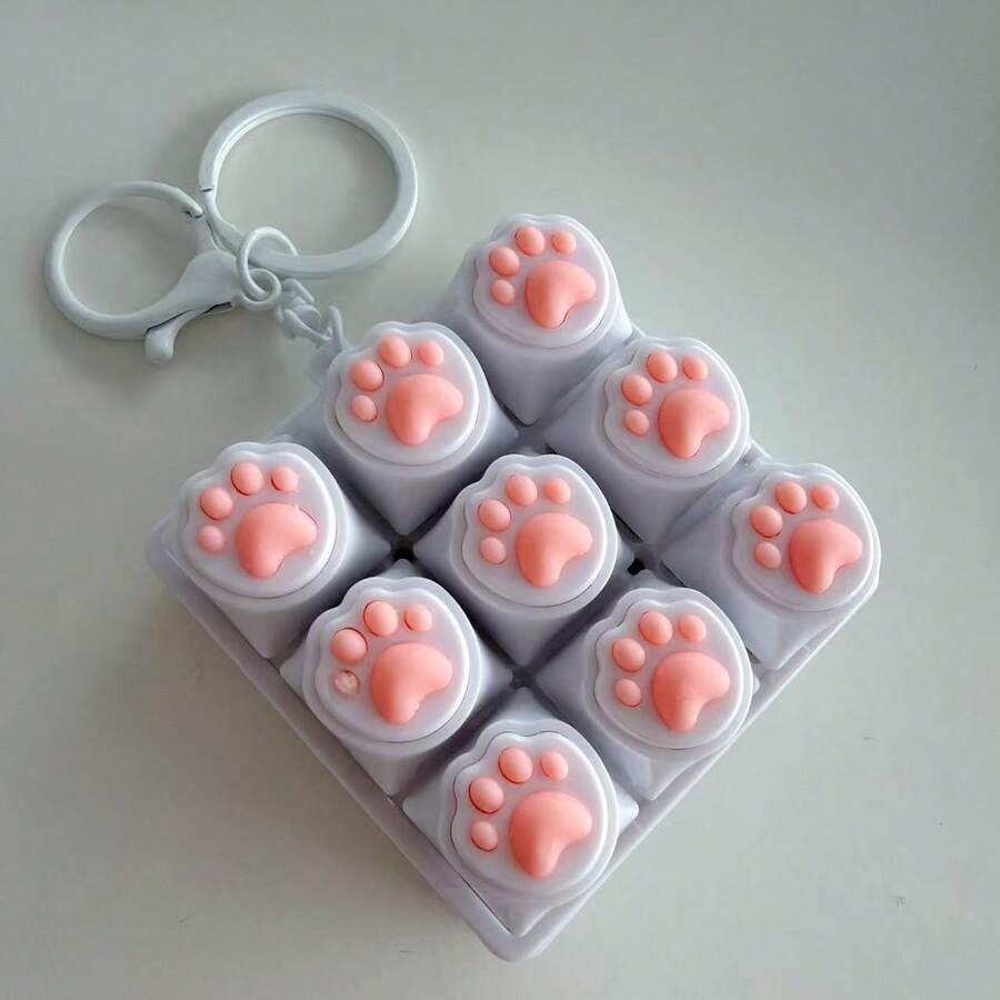 多键便携式键盘点击器钥匙扣，成人专注放松减压桌面玩具，理想礼物 - 多色 - 查看 1