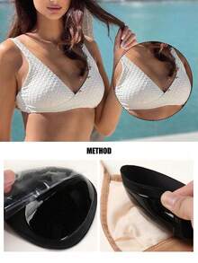 4/2片加厚胸垫，可贴于吊带背心或泳衣，心形提升胸型，透气，泡沫衬里，三角形胸垫 - 彩色 - 查看 7
