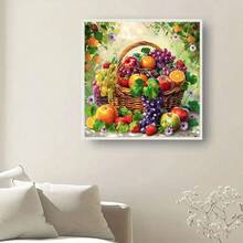 新款5D DIY钻石画套装 - 水果篮主题，圆形合成钻石马赛克艺术品（不含画框），创意手工家居装饰，复活节和圣诞节礼物 - 查看 8