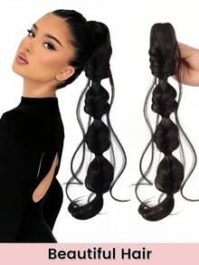 18 Inch Synthetic Braided Bubble Wig, Natural Fluffy Twist Braid Ponytail Hair Extensions For Girls - Multicolor - View 3