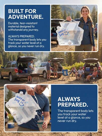 URBANWAVE 1/4 Stück einklappbarer Wasserbehälter mit Hahn und intelligenter Füllstandsanzeige - 8 Liter faltbarer Wasserbehälter mit verstärktem Griff, robuster tragbarer Wasserträger für Auto, Camping, Strand und Notfälle