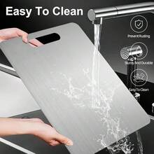 1pc Stainless Steel Double-Sided Anti-Mold Cutting Board For Home Use - Silver - View 3