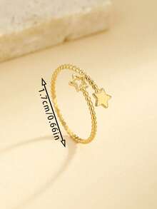 1 chiếc nhẫn hở bằng thép không gỉ tối giản, đối xứng, có thể điều chỉnh kích thước, thích hợp làm quà tặng cho nữ, dự tiệc, họp mặt hoặc đeo hàng ngày. - Vàng - Xem 5