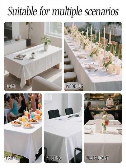1pc White Polyester Tablecloth, Waterproof, Suitable For Kitchen, Dining Room, Holidays, Modern Style, Applicable For Birthday Party, Picnic, Dinner, Indoor And Outdoor