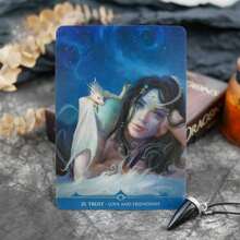 蓝星龙神谕卡，一盒33张英文卡牌，占卜玩具卡，圣诞派对聚会休闲卡牌游戏 - 藍色 - 查看 1