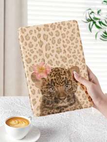 1pc Beige Leopard Print, Kitt & Flower Pattern Tablet Protective, Compatible With 10. 2, Pro 11 2021/2020/10th Gen, 10. 2 (A16), 11 11th G 2025, Tab A8 10. 5 2022, Matepad 10. 4/Tab, With Pcil Slot, Anti-Drop, Tablet Stand, Auto Sleep/Wake, New Year's 2026. Holiday Accessories. - Multicolor - View 2