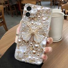Pearl Butterfly & Pearl Pattern Phone Case Compatible With IPhone 17, 17 Air, 16, 15, 14, 13, 12, 11 Pro Max, X, XS, XR, XS Max, 7, 8, 6, 6S Plus. Cartoon Transparent Anti-Fall Fashionable Shock-Proof Soft Shell. Transparent Phone Case, Perfect Gift For Friends And Family. Full Coverage TPU Phone Protective Case - Clear - View 1