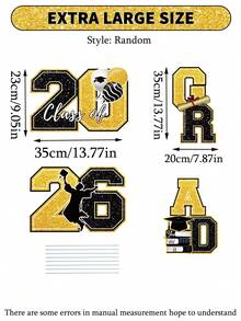 4/8件套毕业庆祝装饰品 - 2026届毕业生装饰品;4个大型防水黑金闪光“祝贺毕业”户外悬挂标牌,带支架;2026届毕业装饰品;高中/大学毕业派对用品 - 多色 - 查看 7