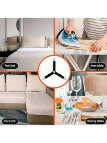 4件套可调节床单、毯子、桌布、沙发套固定件，帐篷金属床单夹 - B-黑色 - 查看 7