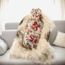 Receiving Blanket Headband Set Flower Print Baby Swaddle Blankets - Nhiều màu - Xem 2