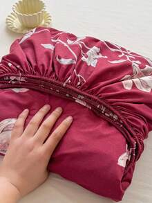 3pcs Printed Bedding Set (1 Fitted Sheet + 2 Pillowcases), Skin-Friendly Fabric Fitted Sheet Set Including Pillowcases, Without Filler, Home Bedding Set, Machine Washable - Wine-red Jade Branch - View 7