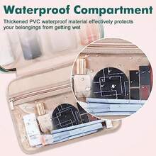 Toiletry Bag for Women Large Cosmetic Travel Bag Hanging Toiletry Bag for Bathroom Thickened PVC Waterproof Travel Makeup Bag Toiletries Bag for Travel Business Trips and Camping - Verde - Ver 4